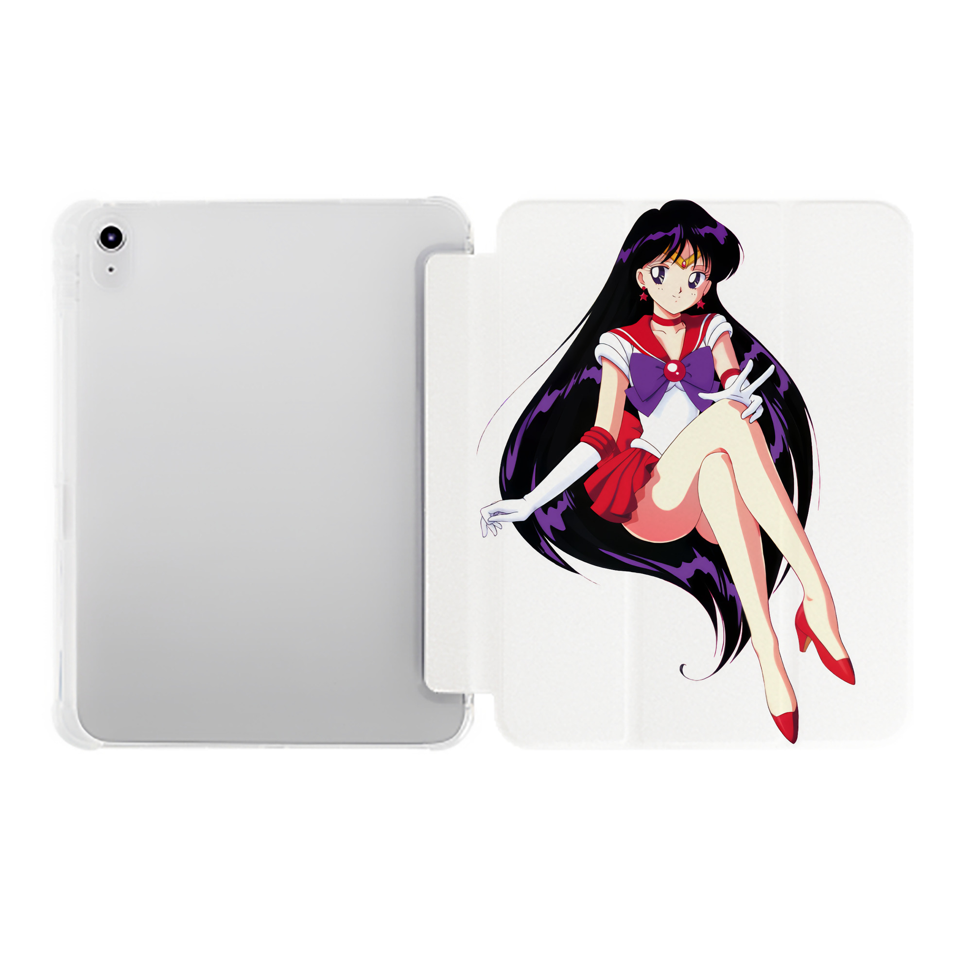（画像用） 美少女戦士セーラームーン 火野レイ ひの レイ Sailor Moon Hino Rei （セーラーマーズ,Sailor Mars） IPad ケース ペン収納付き 三つ折りスタンド PUレザー×シリコン 対応機種9.5/10.5/10.9インチ
